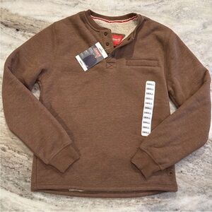 Coleman Sherpa Lined Henley Button Down Shirt Copper Heather Brown Men Small $70
